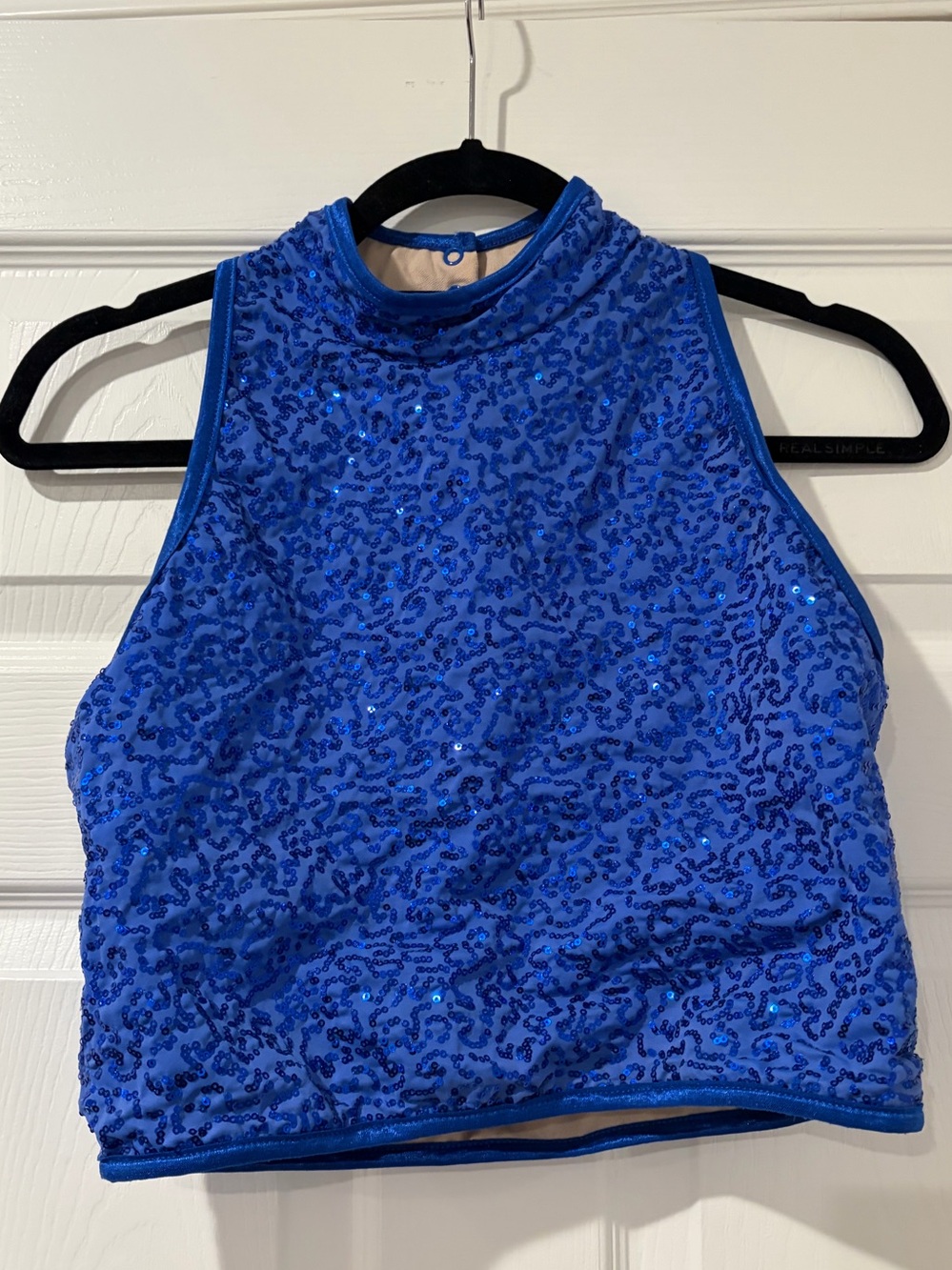 balera Blue Sequin Sleeveless Crop Top